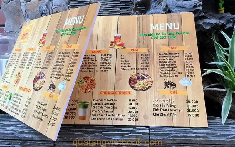 in menu bìa cứng 1 tờ