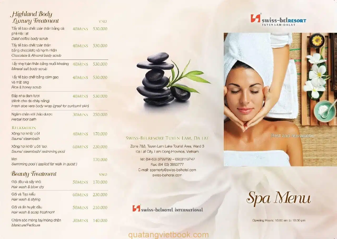 menu spa đẹp